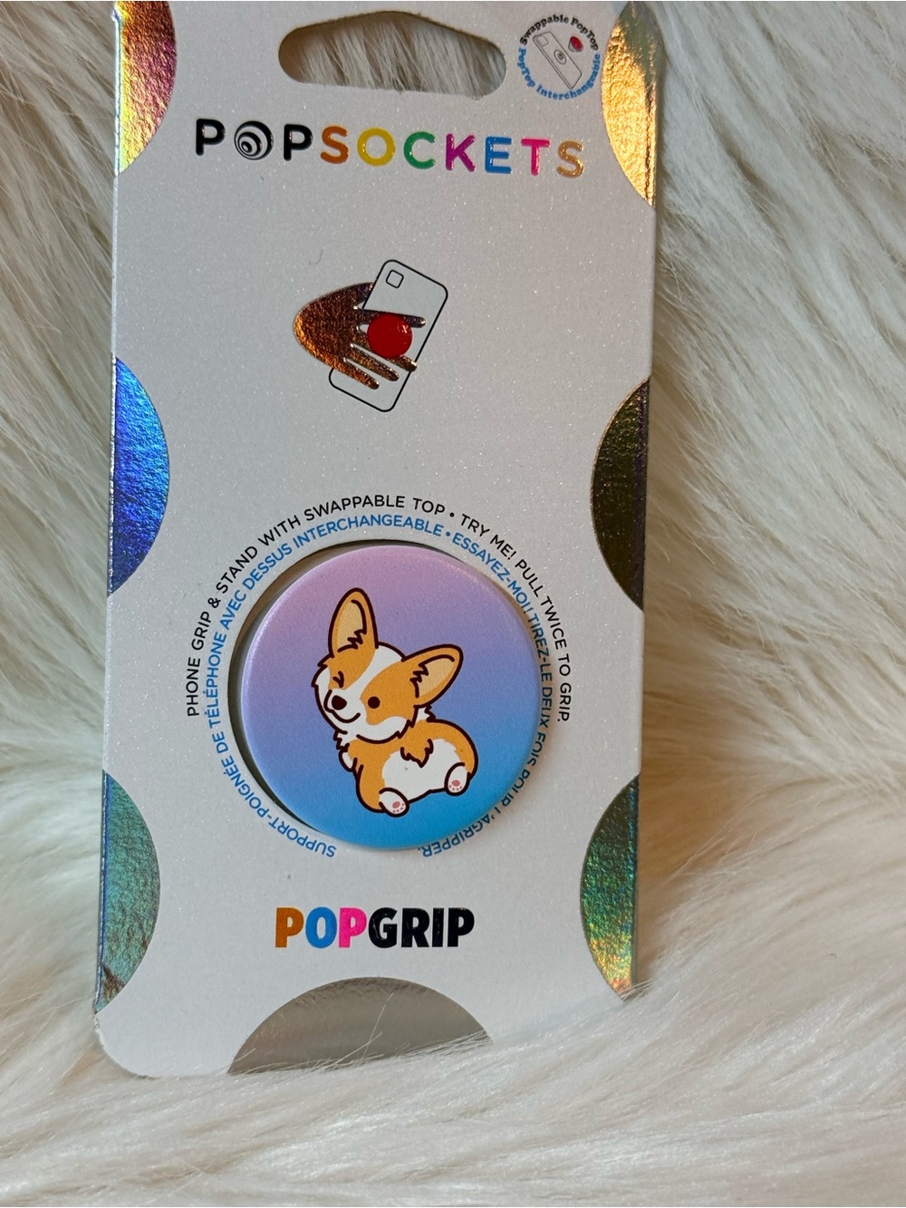 PopSocket Phone Grip Packaging - White and Blue Text